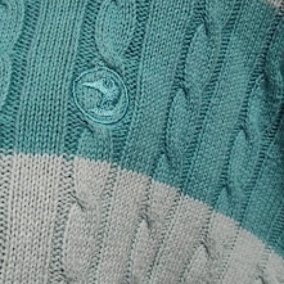 Vintage Duck Head Sweater Long Sleeve Tiffany Blue Striped 100% Cotton Size M - Picture 7 of 9